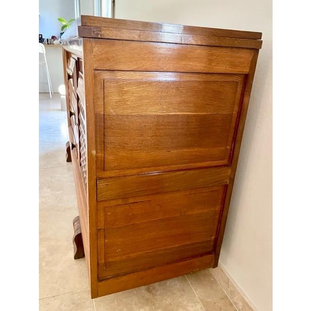 Charles Dudouyt French Art Deco Geometric Carved Oak Sideboard, Style of Charles Dudouyt, 1930s For Sale - Image 4 of 6