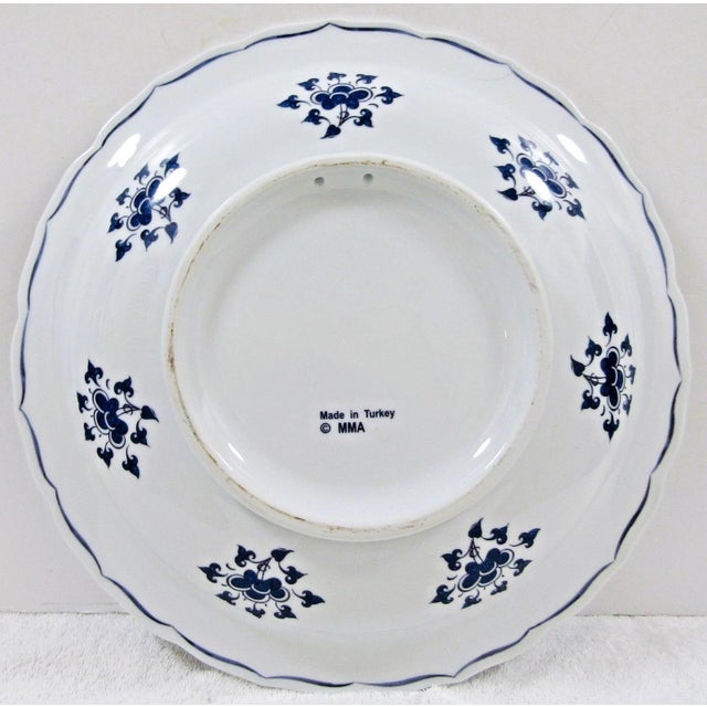 Blue Mma Iznik Turkey Large Decorative Bowl With Grapes Design Blue, Green and White For Sale - Image 8 of 9