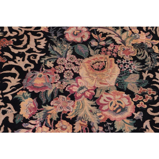 Elegant Botanical Akbar Pak-Persian Black/Black Wool Rug - 9'2'' X 12'5'' For Sale - Image 4 of 9