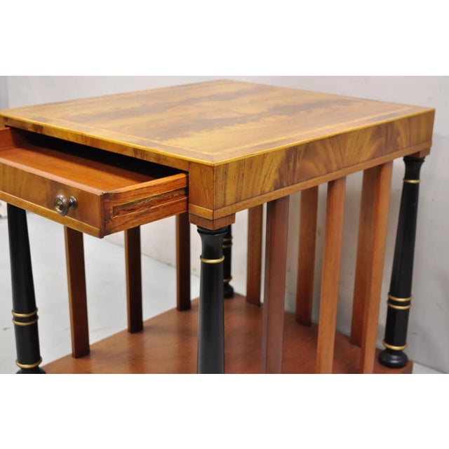 Weiman Heirloom Italian Regency Empire Mahogany Side Table W/ Black Columns For Sale - Image 10 of 12