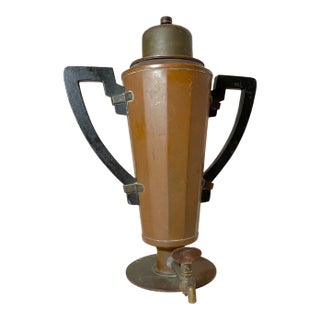 Antique 1907 Jos Henrichs Ny Copper Brass Wood Coffee Tea Dispenser Samovar Pot For Sale