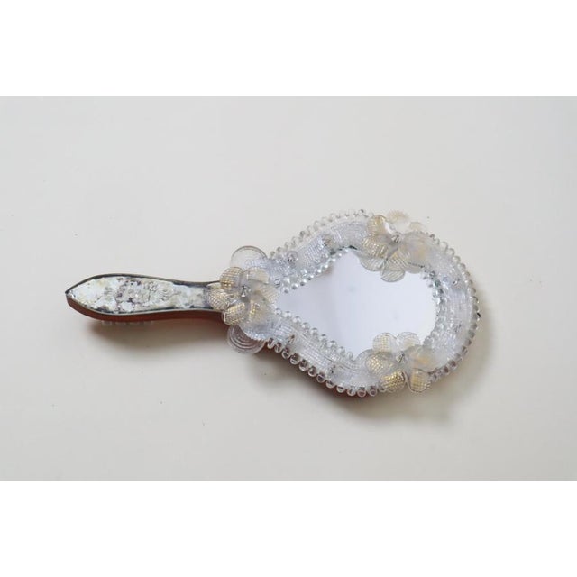 Venetian Floral Murano Glass Hand Mirror, Italy, 1950s For Sale - Image 11 of 12