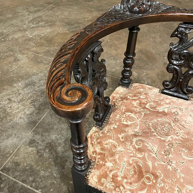 Antique 19th Century Italian Renaissance Revival Corner Armchair For Sale - Image 12 of 16