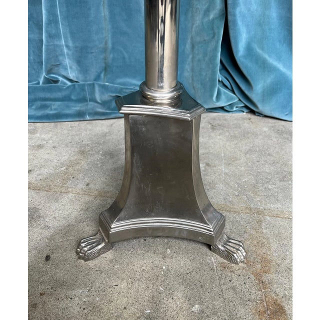 Silver French 1940s Neoclassical Nickel-Plated Floor Lamp For Sale - Image 8 of 10