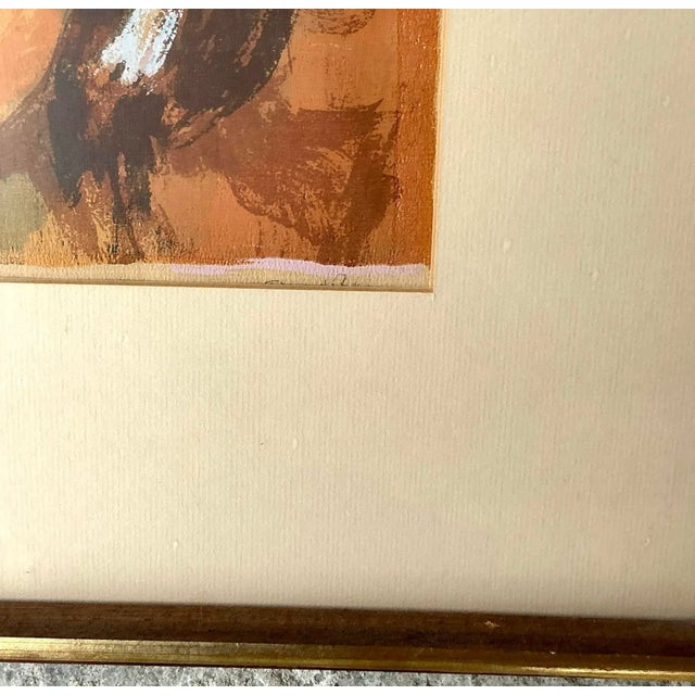 Mid 20th Century Vintage Boho Signed Original Lithograph on Paper For Sale - Image 5 of 6