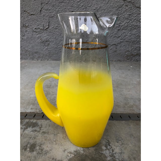West Virginia Glass Specialty Co. Vintage / Mid Century Modern Blendo West Virginia Glass Yellow Pitcher and Glasses - 7 Piece Set For Sale - Image 4 of 13
