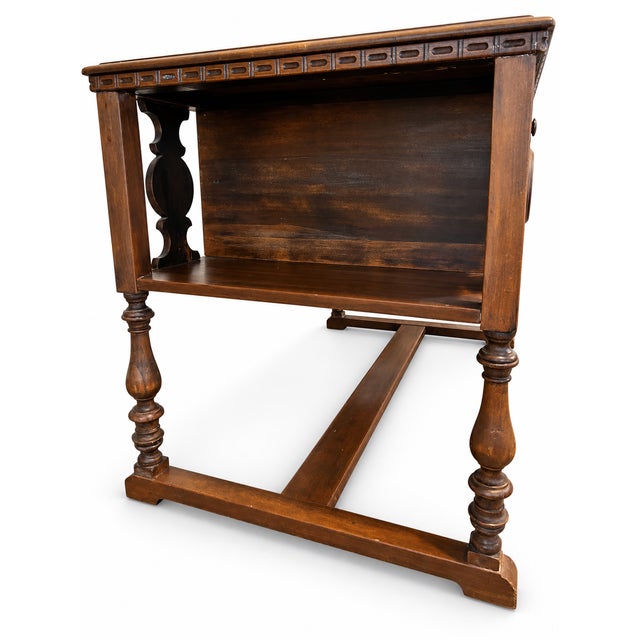 Early 20th Century Maddox Jacobean Revival Wooden Library Table Writing Desk For Sale In Las Vegas - Image 6 of 9