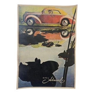 Art Deco Advertising Poster Opel Admiral Automobile, 1930s For Sale