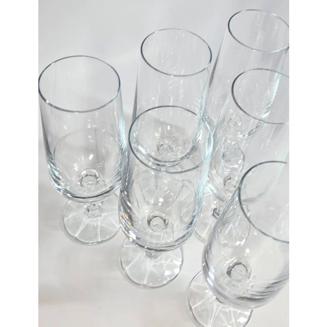 Faceted Champagne Flutes- Set of Six For Sale - Image 4 of 11
