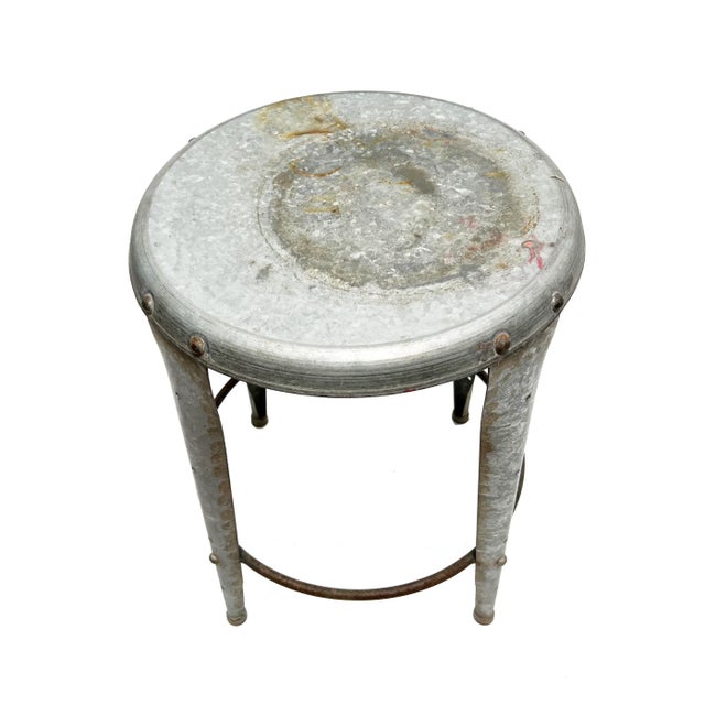 Mid-Century Modern Industrial Metal Stool For Sale - Image 4 of 4