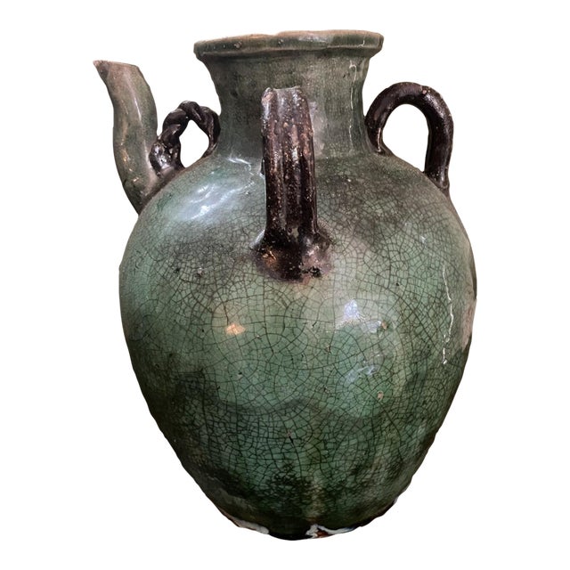 19th Century French Fiance Three Handled Pottery Jug For Sale