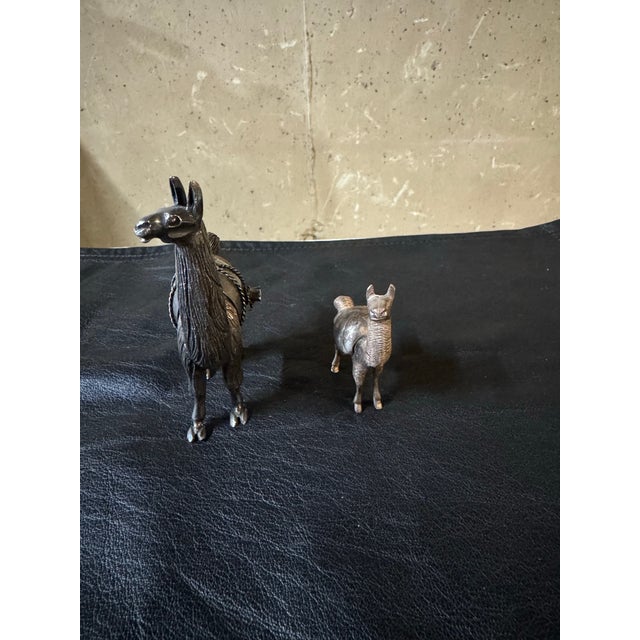 Metal Pair of Sterling Silver (Marked 925) Peruvian Llama Figurine For Sale - Image 7 of 9