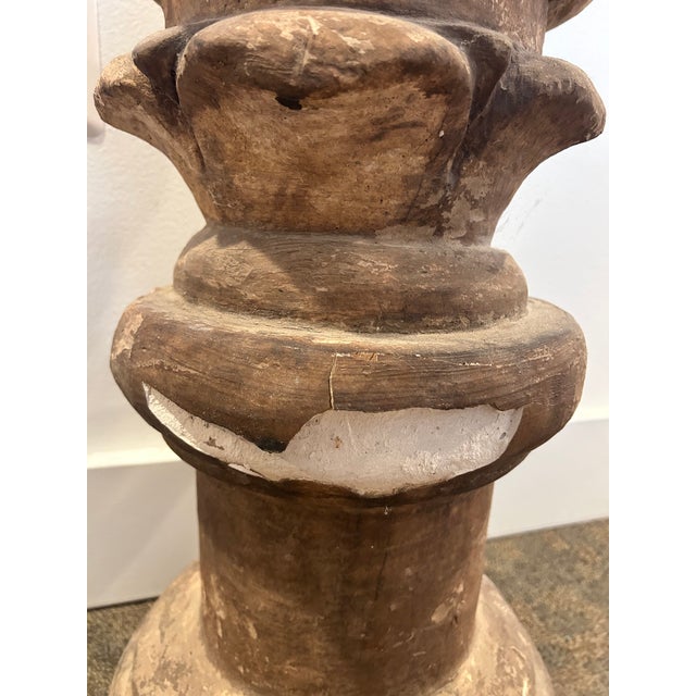 Vintage Pair of Carved Garden Acorns on Pedestal For Sale - Image 12 of 14