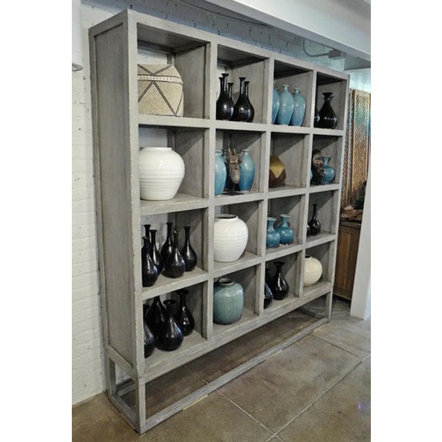 Vintage Modern Farmhouse Square Cube Display Shelf / Bookcase For Sale - Image 4 of 6