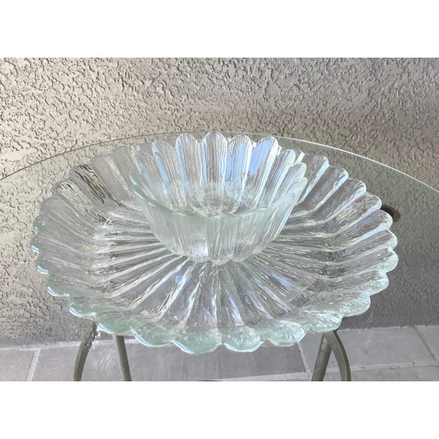 Circa 1970 Pilgrim Glass Handblown Textured “Ice” Petals Crudité Platter Set – A Pair For Sale - Image 13 of 13