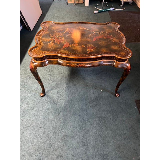 Authentic Maitland-Smith hand-painted chinoiserie coffee table, handmade in the Philippines and designed by Maitland-Smith...