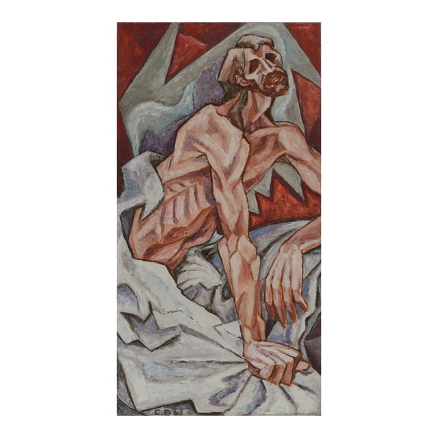 Mid Century Modern Abstracted Figurative - Man's Morning by Cynthia Bissell For Sale