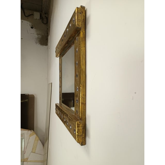 Brutalist Brass Mirror, 1970s For Sale - Image 4 of 12