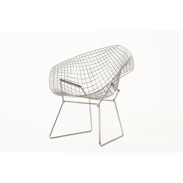 Mid-Century Modern Mid Century Silver Diamond Wire Lounge Chair by Harry Bertoia for Knoll For Sale - Image 3 of 15