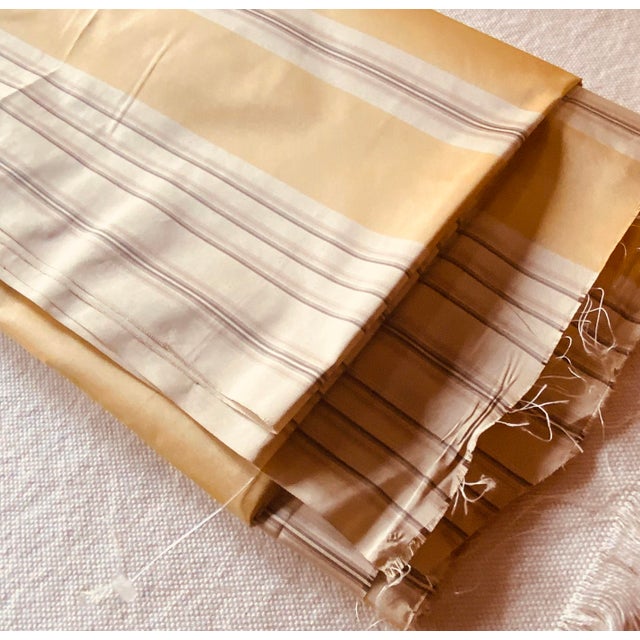 Scalamandré Silk Stripe | Café Au Lait, Warm Cream & Lemon Pinstripe | 72"w × 54"l For Sale - Image 6 of 17
