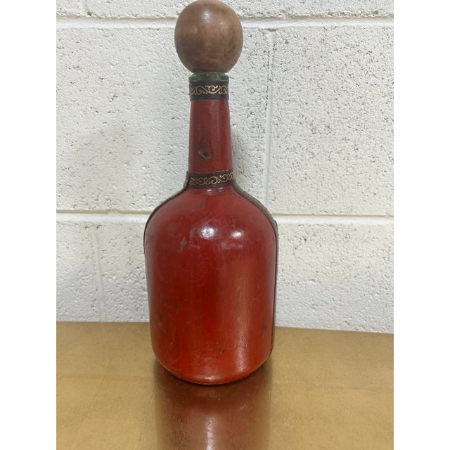 Italian Leather Liquor Decanter Bottle Mallard Motif For Sale - Image 4 of 12