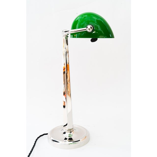 Art Deco Nickel-Plated Banker Table Lamp, Vienna, Austria, 1920s For Sale - Image 6 of 18