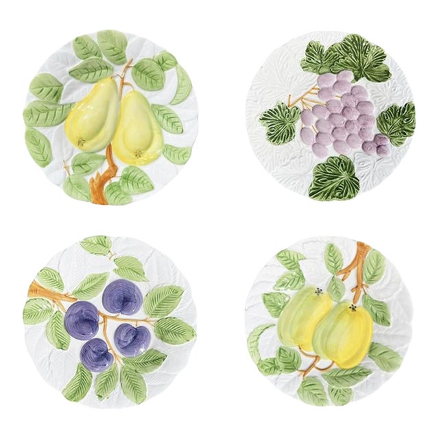 Set of 4 Fruit Du Jour Decorative Ceramic Plates by Shafford 1987 For Sale