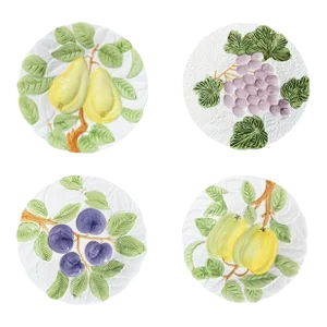Set of 4 Fruit Du Jour Decorative Ceramic Plates by Shafford 1987