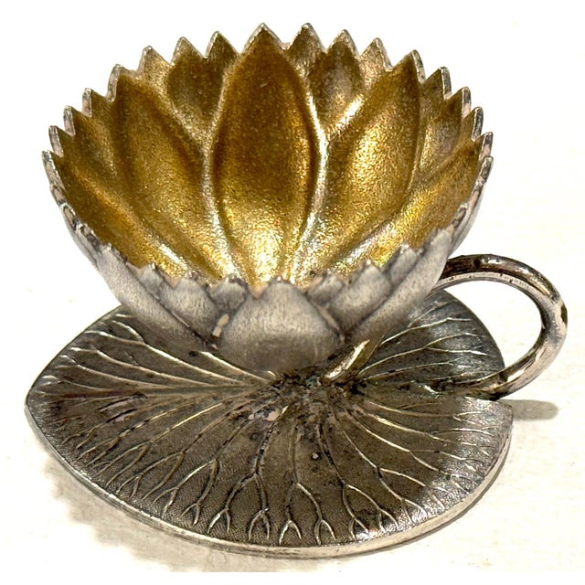 12 American Aesthetic Movement Meriden Silverplate & Goldwashed Lotus Open Salts For Sale - Image 17 of 18