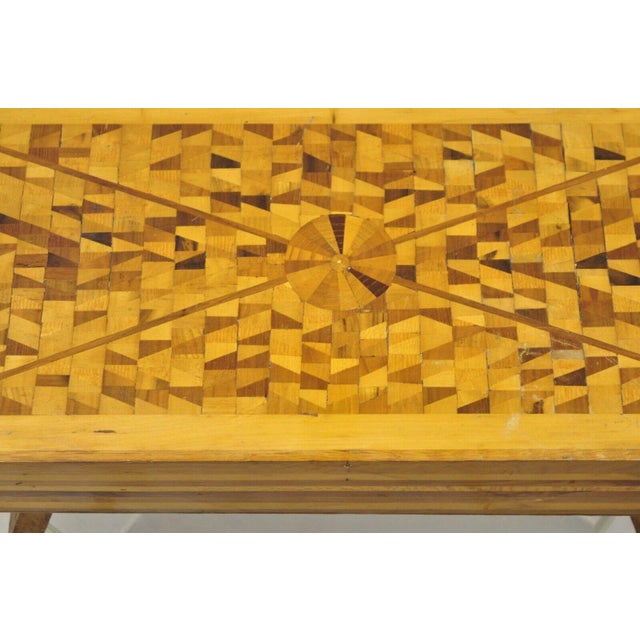 Mid 20th Century Vintage Folk Art Marquetry Inlay Footstool Ottoman ...