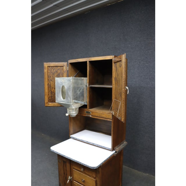Victorian Rare Victorian Quarter Sawn Oak Sellers Salesman Sample Hoosier Cabinet For Sale - Image 3 of 9