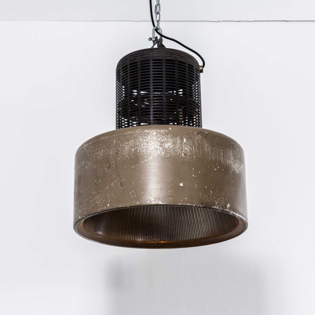 Large Holophane Industrial Pendant Lamp with Grill Top, 1970s For Sale - Image 11 of 11