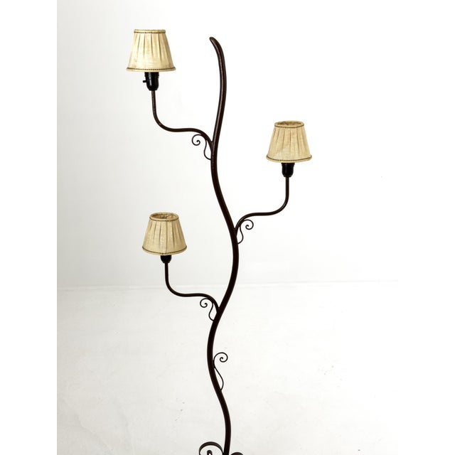 Swedish Grace Sculptural Floor Lamp attributed to Tor Wolfenstein for Bjerkås, Sweden, 1930s For Sale - Image 4 of 12