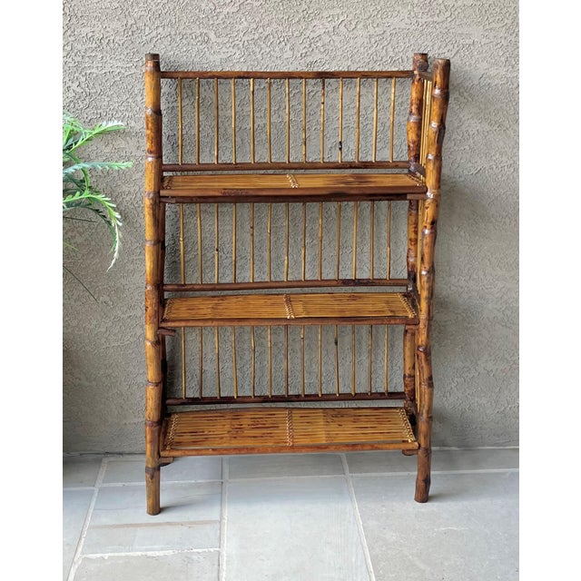 Excellent Pre-Owned Condition. Fabulous looking, structurally sound and well-made three-tier tortoiseshell bamboo...