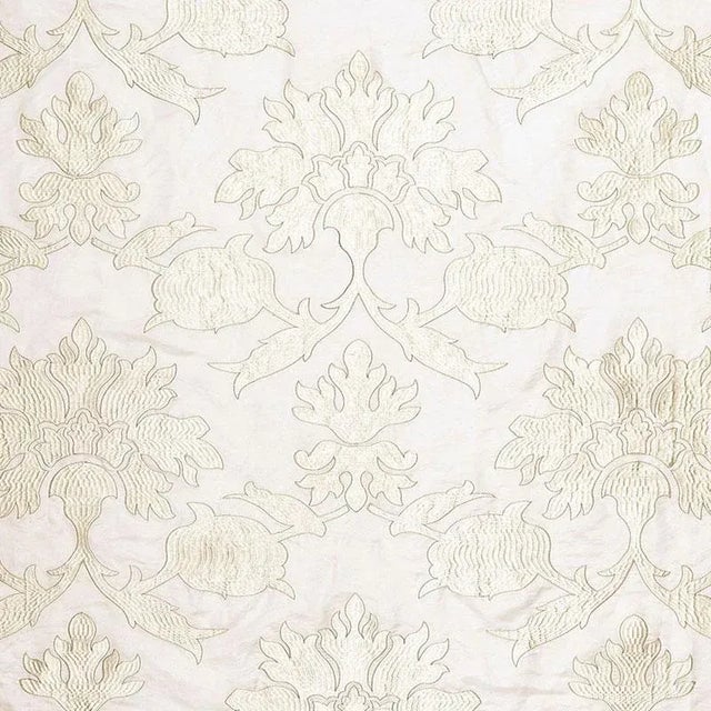 Sample - Schumacher Roussillon Embroidery Fabric in Chalk For Sale