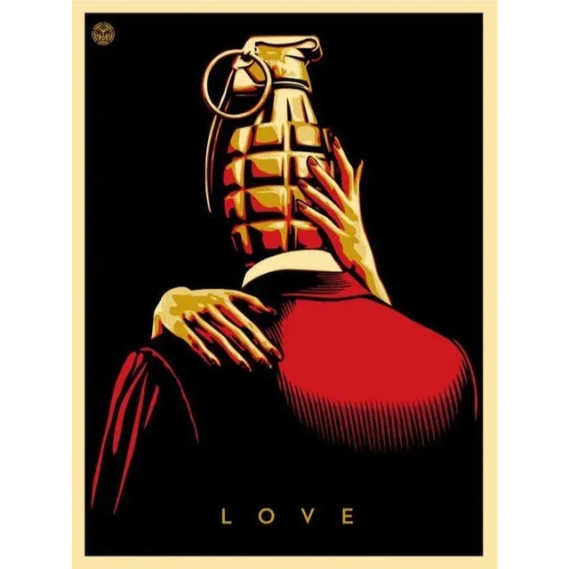 Shepard Fairey (Obey), Love Is the Drug (Red), 2012, Hand Signed Silkscreen For Sale - Image 6 of 6