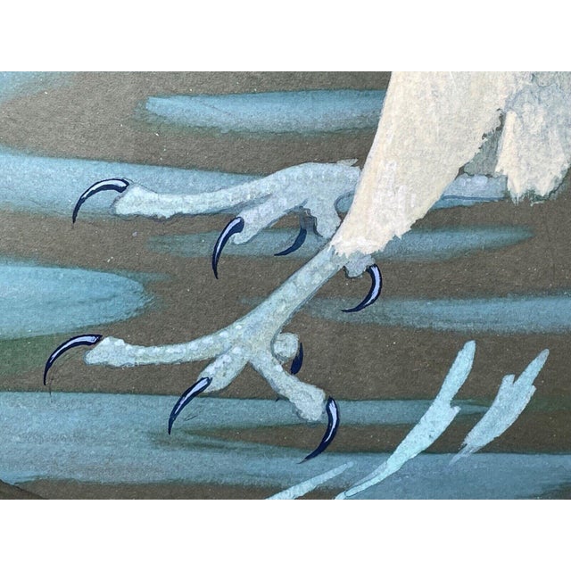 Mid 20th Century Mid 20th Century Scottish Watercolour Painting of an Osprey Swooping Down on Pike Fish Prey by Ralst For Sale - Image 5 of 13