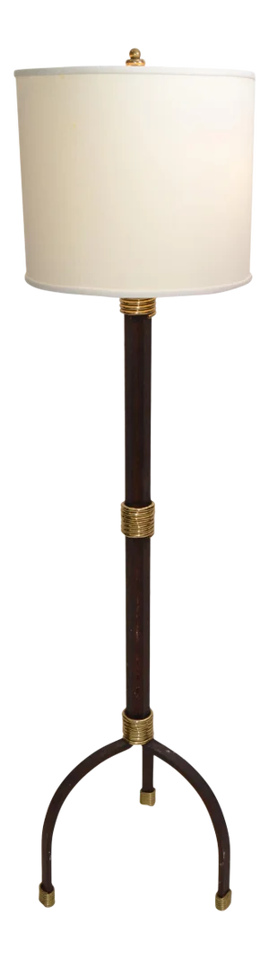 1970s Tripod Base Floor Lamp Brass Handcrafted Cast Iron