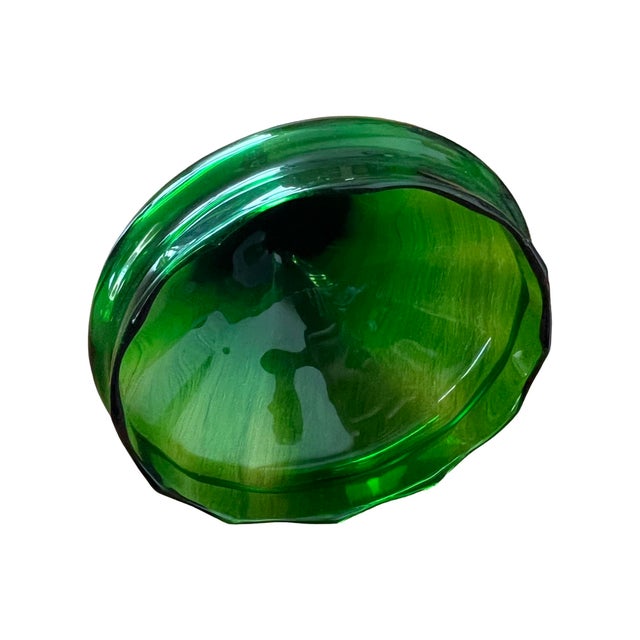 Glass Vintage Green Empoli Glass Apothecary Jar Circus Tent Italian Italy 1960s For Sale - Image 7 of 7