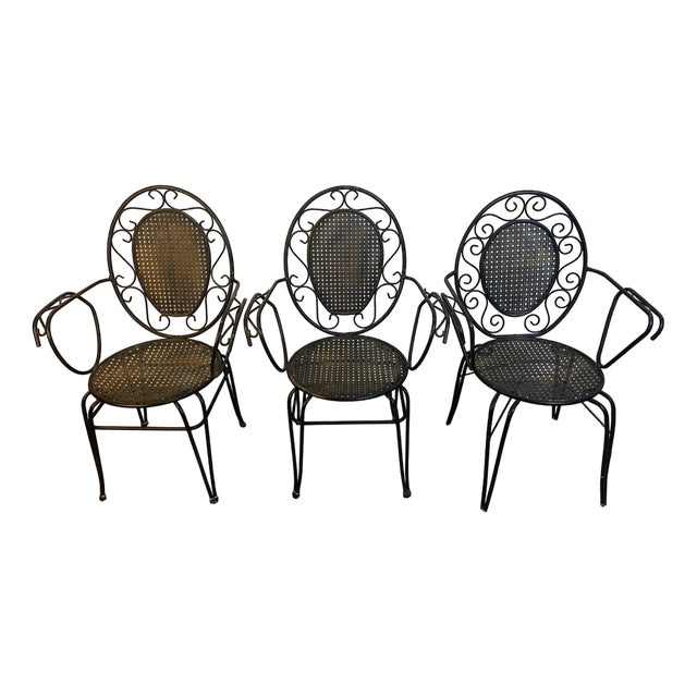 Provencal Armchairs in Wrought Iron, 1960s, Set of 3 For Sale