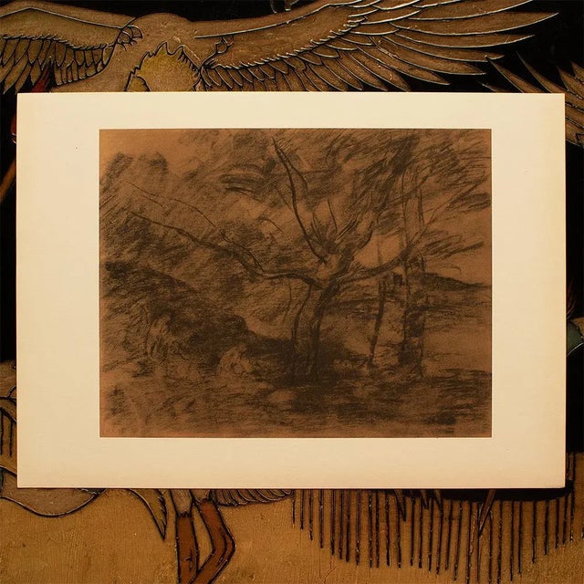The School of Paris 1959 After Camille Corot "Landscape" Vintage Hungarian Photogravure For Sale - Image 3 of 6