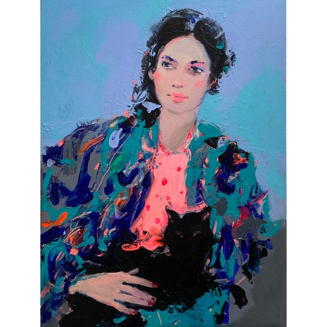 Not Yet Made - Made To Order Liliya Nikolova, The Girl with the Black Cat II, Oil on Canvas For Sale - Image 5 of 5