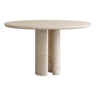 Roman Dining Table II in Navona Travertine by Paloma Editions For Sale