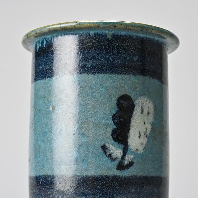 Blue Small Glazed Ceramic Vessel by Menelika Pottery, 1950s For Sale - Image 8 of 13