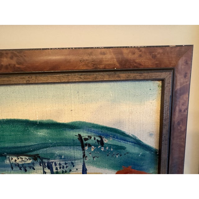 1961 Signed French Modernist Village Landscape Painting by Norbert Pleief For Sale - Image 4 of 4