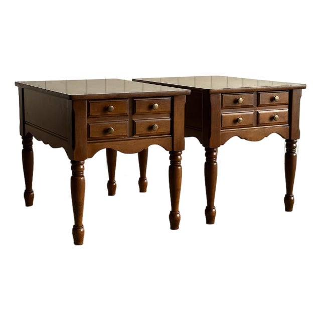 Vintage Mersman Scalloped Maple End Tables, Pair For Sale