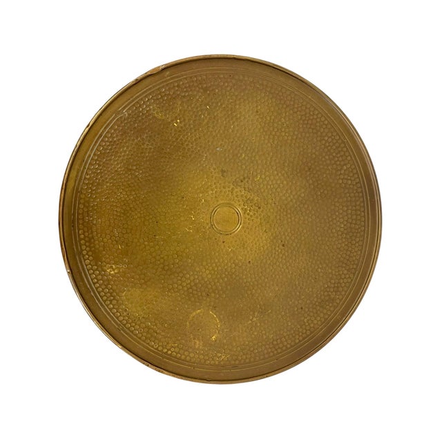 Vintage Arts & Crafts Side Table With Hammered Brass Tray Top and Glass Display Cabinet For Sale - Image 10 of 11