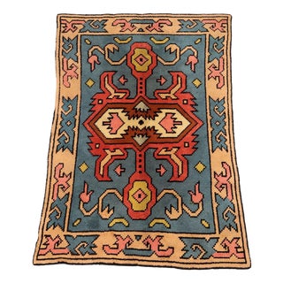 Vintage Cotton and Wool Rug For Sale