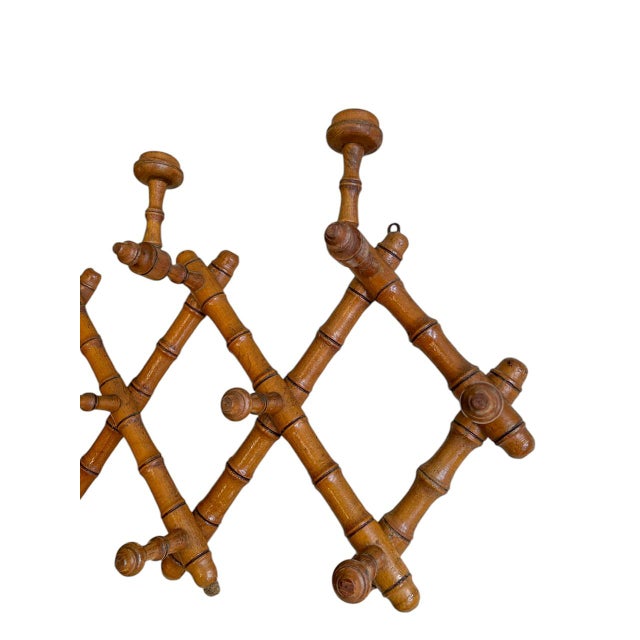 French Faux Bamboo Harmonica Wall Mounted Coat Rack, 1920s For Sale - Image 4 of 11