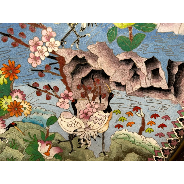 Late 20th Century Late 20th Century Large Chinese Enamel Bronze Cloisonne Charger For Sale - Image 5 of 9